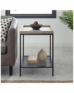Hewson 18in Square Tray Side Table With Mesh Metal Shelf Home 9 Hewson 18in Square Tray Side Table With Mesh Metal Shelf Home -Shop Style Sales 3050400233 RLLD 4