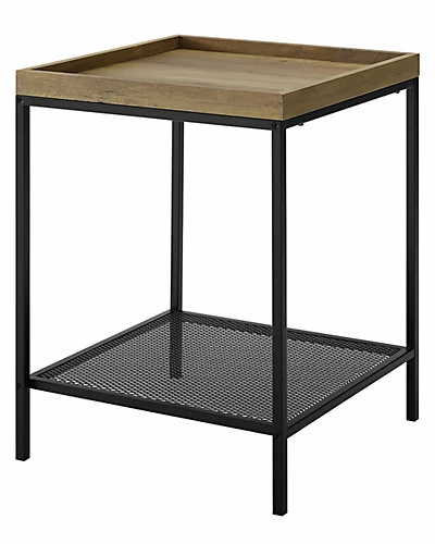 Hewson 18in Square Tray Side Table With Mesh Metal Shelf Home 3 Hewson 18in Square Tray Side Table With Mesh Metal Shelf Home