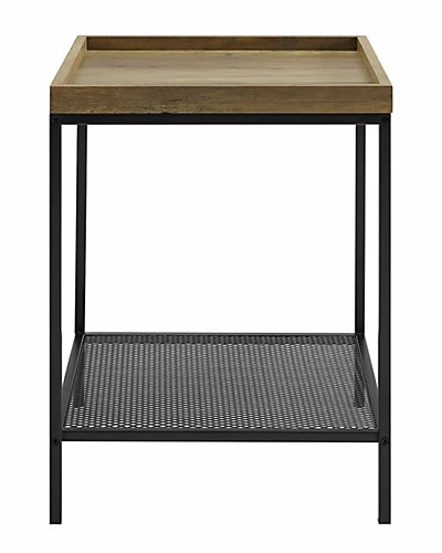 Hewson 18in Square Tray Side Table With Mesh Metal Shelf Home 4 Hewson 18in Square Tray Side Table With Mesh Metal Shelf Home - Image 2