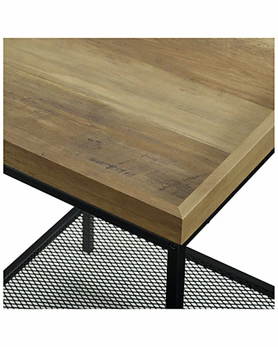 Hewson 18in Square Tray Side Table With Mesh Metal Shelf Home 5 Hewson 18in Square Tray Side Table With Mesh Metal Shelf Home - Image 3