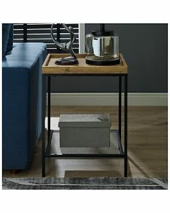 Hewson 18in Square Tray Side Table With Mesh Metal Shelf Home 9 Hewson 18in Square Tray Side Table With Mesh Metal Shelf Home -Shop Style Sales 3050400234 RLLD 4