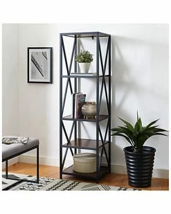 Hewson 61in Metal Wood Bookcase Home 9 Hewson 61in Metal Wood Bookcase Home -Shop Style Sales 3050400368 RLLD 4