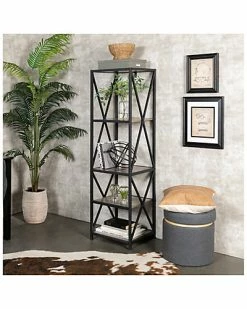 Hewson 61in Metal Wood Bookcase Home -Shop Style Sales 3050400369 RLLD 4