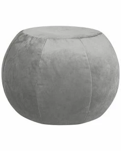Gouchee Home Plump Silver Velvet Pouf