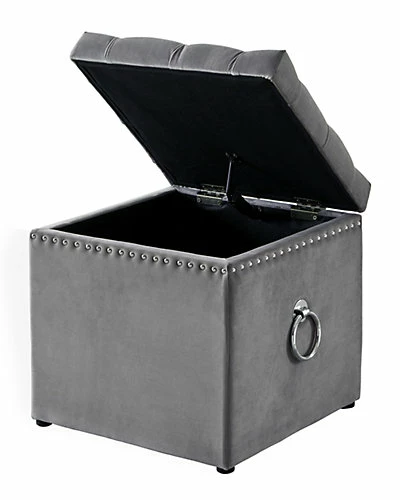 Inspired Home Grey Velvet Storage Ottoman 6 Inspired Home Grey Velvet Storage Ottoman - Image 4