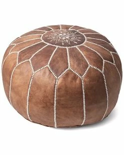 NuLOOM Jerrie Moroccan Leather Ottoman Home
