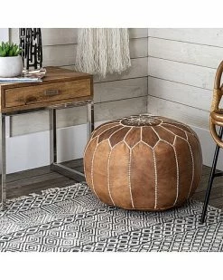 Alternative view of NuLOOM Jerrie Moroccan Leather Ottoman Home