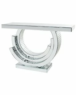 Peyton Lane Contemporary Abstract Silver Glass Console Table Home