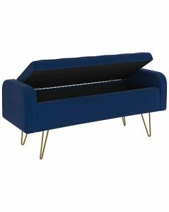 Worldwide Home Furnishings Modern Velvet & Metal Storage Ottoman/Bench -Shop Style Sales 3050428494 RLLD 3