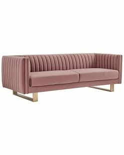 Armen Living Delilah 86In Blush Velvet Square Arm Sofa Home