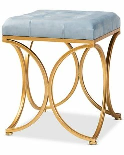 Design Studios Margot Inspired Velvet Metal Ottoman Home