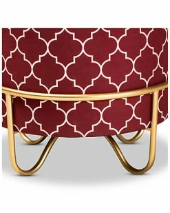 Design Studios Candice Red Quatrefoil Velvet Metal Ottoman Home -Shop Style Sales 3050436805 RLLD 3