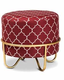 Design Studios Candice Red Quatrefoil Velvet Metal Ottoman Home -Shop Style Sales 3050436805 RLLD 5