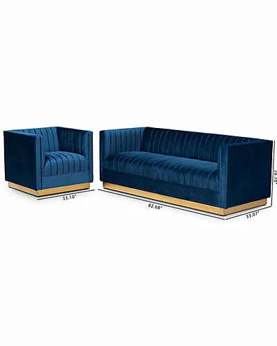 Design Studios Aveline Velvet Brushed 2pc Living Room Set Home 3 Design Studios Aveline Velvet Brushed 2pc Living Room Set Home