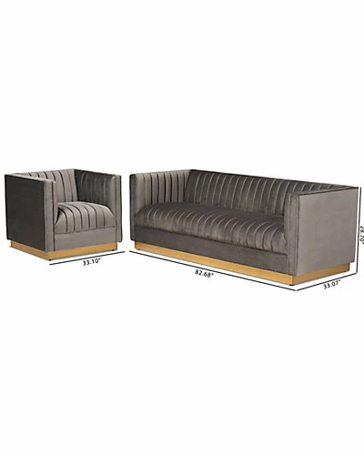 Design Studios Aveline Velvet Brushed 2pc Living Room Set Home 3 Design Studios Aveline Velvet Brushed 2pc Living Room Set Home