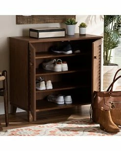 Baxton Studio Coolidge 4-Shelf Shoe Storage Cabinet Home -Shop Style Sales 3050443205 RLLD 4