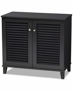 Baxton Studio Coolidge 4-Shelf Shoe Storage Cabinet Home