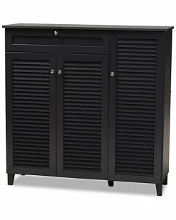 Baxton Studio Coolidge 11-Shelf Shoe Storage Cabinet Home