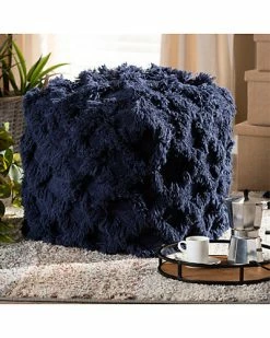 Baxton Studio Asuka Fringe Pouf Ottoman Home -Shop Style Sales 3050443369 RLLD 3