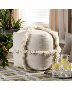 Baxton Studio Alfro Fringe Pouf Ottoman Home 9 Baxton Studio Alfro Fringe Pouf Ottoman Home -Shop Style Sales 3050443370 RLLD 4