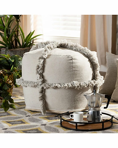 Baxton Studio Alfro Fringe Pouf Ottoman Home 5 Baxton Studio Alfro Fringe Pouf Ottoman Home - Image 3