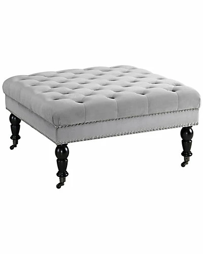 Linon Furniture Tess Gray Velvet Square Ottoman Home 3 Linon Furniture Tess Gray Velvet Square Ottoman Home