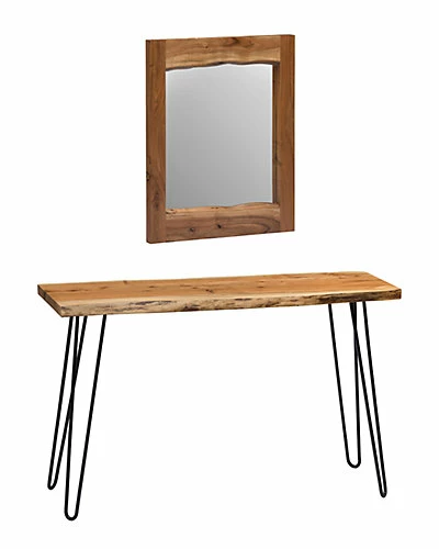 Alaterre Hairpin Natural Live Edge Media Console & 24in Mirror Set Home 3 Alaterre Hairpin Natural Live Edge Media Console & 24in Mirror Set Home