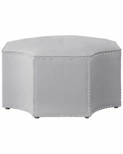 Nicole Miller Rey Leather PU Octagon Cocktail Ottoman Home
