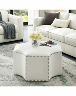 Nicole Miller Rey Leather PU Octagon Cocktail Ottoman Home 7 Nicole Miller Rey Leather PU Octagon Cocktail Ottoman Home -Shop Style Sales 3050460504 RLLD 3