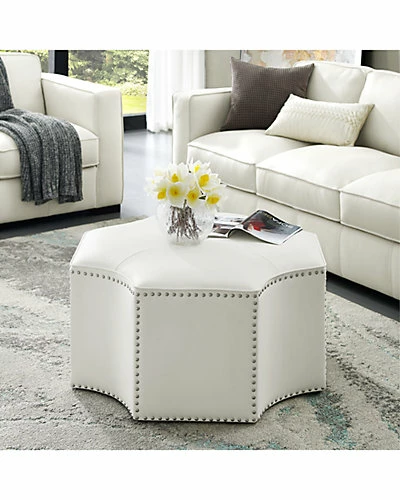 Nicole Miller Rey Leather PU Octagon Cocktail Ottoman Home 5 Nicole Miller Rey Leather PU Octagon Cocktail Ottoman Home - Image 3