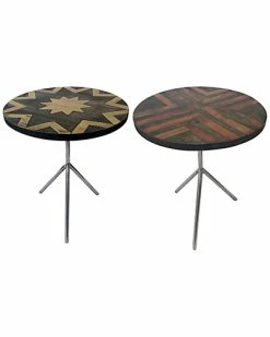 A&B Home 14in Farrin Sunburst Side Table ( Set Of 2)
