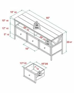 Hewson Modern Farmhouse Two-Tone Solid Wood TV Stand For TVs Up To 65in Home -Shop Style Sales 3050467789 RLLD 3
