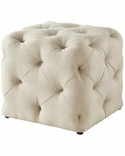 Inspired Home Beige Linen Ottoman