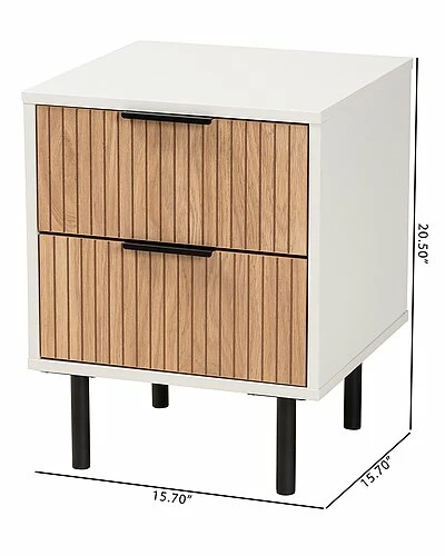 Baxton Studio Karima Mid-Century Modern 2-Drawer End Table Home 5 Baxton Studio Karima Mid-Century Modern 2-Drawer End Table Home - Image 3