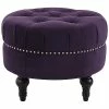 Jennifer Taylor Home Dawn Tufted Round Ottoman Nailhead Accents