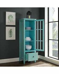 Linon Furniture Argo Antique Turquoise Glass Door Cabinet Home -Shop Style Sales 3050491253 RLLD 2