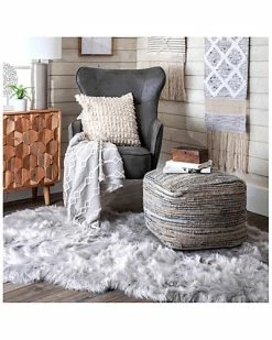 NuLOOM Natural Knitted Jute And Denim Pouf Home -Shop Style Sales 3050492208 RLLD 3
