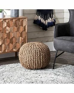 Alternative view of NuLOOM Natural Knitted Jute Pouf Home