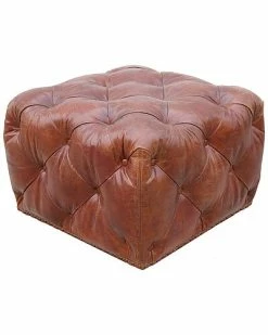 Pasargad Home Is Club Ottoman Genuine Top Grain Leather