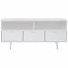 Hewson Mid-Century Modern Minimalist 3-Drawer Corner TV Stand For TVs Up To 58in Home