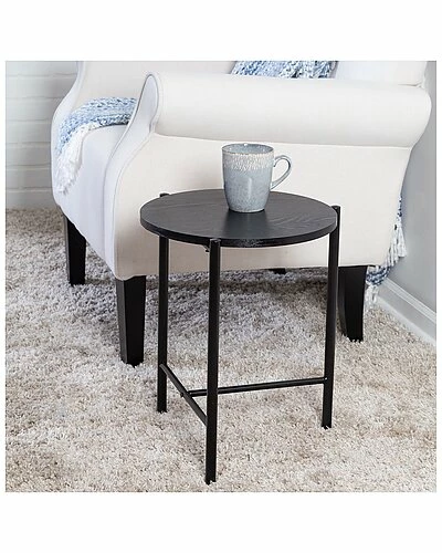 Honey-Can-Do Round Side Table With T-Pattern Base Home 4 Honey-Can-Do Round Side Table With T-Pattern Base Home - Image 2