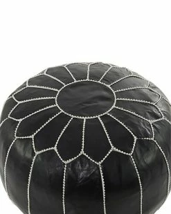 Peyton Lane Black Bohemian Leather Pouf Home -Shop Style Sales 3050529815 RLLD 3