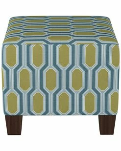 Skyline Square Ottoman In Hexagon Teal Yellow Oga Home -Shop Style Sales 3050530813 RLLD 3