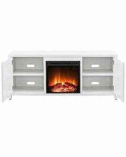 Abraham + Ivy Granger TV Stand With Log Fireplace Insert Home -Shop Style Sales 3050541878 RLLD 2