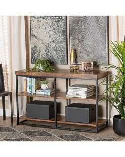Baxton Studio Rdot Modern Industrial Wood 3-Tier Console Table Home -Shop Style Sales 3050543205 RLLD 2
