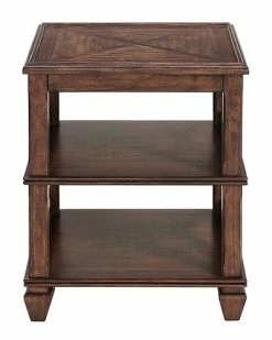 Alternative view of Alaterre Stockbridge 21In Square Wood End Table With Two Shelves Home