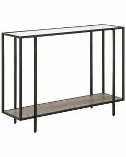 Abraham + Ivy Vireo Blackened Bronze Accent Table With Gray Oak Shelf Home