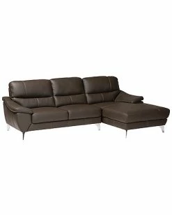 Baxton Studio Townsend Modern Leather Sectional Sofa With Right Facing Chaise Home