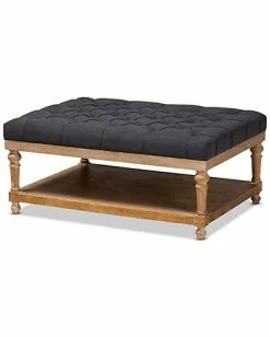 Baxton Studio Lindsey Modern & Rustic Upholstered & Greywashed Wood Cocktail Ottoman Home