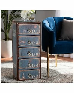 Baxton Studio Alba Vintage Rustic Blue Wood 5-Drawer Accent Storage Chest Home -Shop Style Sales 3050567444 RLLD 4